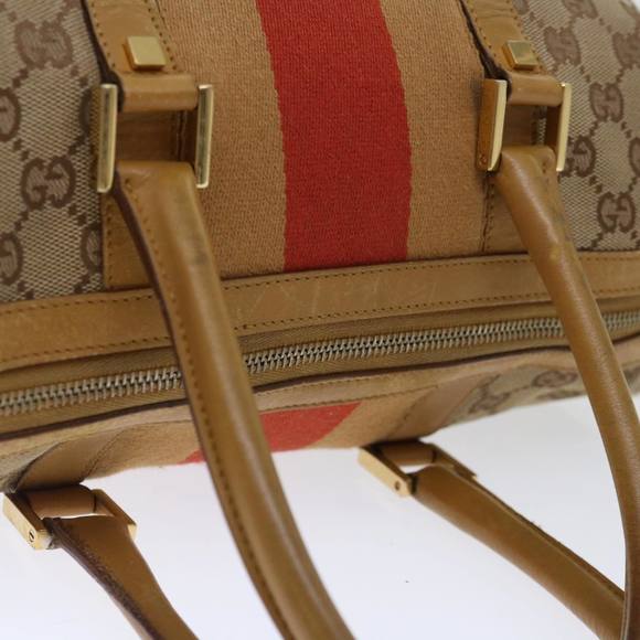 GUCCI GG Canvas Sherry Line Hand Bag Beige Red Brown 000 0846 Auth 70123 - Picture 14 of 16